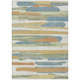 3' X 5' Ivory And Blue Abstract Washable Indoor Outdoor Area Rug
