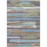 3' X 5' Purple And Green Abstract Washable Indoor Outdoor Area Rug