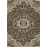 8' X 10' Chocolate And Brown Floral Medallion Washable Indoor Outdoor Area Rug