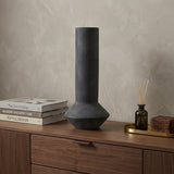 15" Black Ceramic Tulip Table Vase