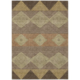 3' X 5' Chocolate And Brown Geometric Washable Indoor Outdoor Area Rug