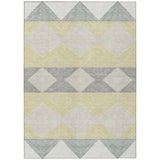 5' X 8' Ivory And Gray Geometric Washable Indoor Outdoor Area Rug