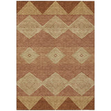 5' X 8' Orange And Copper Geometric Washable Indoor Outdoor Area Rug