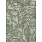 3' X 5' Green And Sage Abstract Washable Indoor Outdoor Area Rug