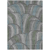 3' X 5' Charcoal And Blue Abstract Washable Indoor Outdoor Area Rug