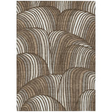 5' X 8' Chocolate And Brown Abstract Washable Indoor Outdoor Area Rug