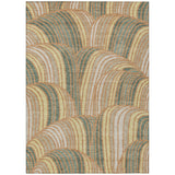 3' X 5' Copper And Green Abstract Washable Indoor Outdoor Area Rug
