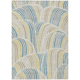 5' X 8' Ivory And Beige Abstract Washable Indoor Outdoor Area Rug