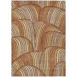 5' X 8' Orange And Copper Abstract Washable Indoor Outdoor Area Rug