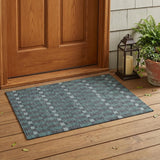 3' X 5' Charcoal And Teal Blue Geometric Washable Indoor Outdoor Area Rug