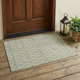3' X 5' Green And Khaki Geometric Washable Indoor Outdoor Area Rug