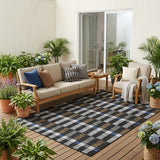 5' X 8' Black And Graphite Geometric Washable Indoor Outdoor Area Rug