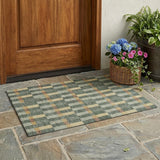 3' X 5' Green And Gold Geometric Washable Indoor Outdoor Area Rug
