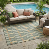 5' X 8' Green And Gold Geometric Washable Indoor Outdoor Area Rug