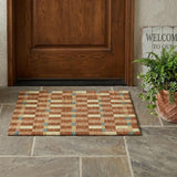 3' X 5' Orange And Teal Blue Geometric Washable Indoor Outdoor Area Rug
