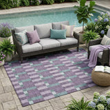 5' X 8' Plum And Lavender Geometric Washable Indoor Outdoor Area Rug
