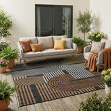 5' X 8' Black And Gray Geometric Washable Indoor Outdoor Area Rug