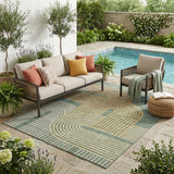 5' X 8' Green And Copper Geometric Washable Indoor Outdoor Area Rug