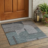 3' X 5' Charcoal And Gray Geometric Washable Indoor Outdoor Area Rug