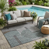 5' X 8' Charcoal And Gray Geometric Washable Indoor Outdoor Area Rug