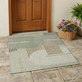 3' X 5' Green And Brown Geometric Washable Indoor Outdoor Area Rug