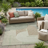 5' X 8' Green And Brown Geometric Washable Indoor Outdoor Area Rug