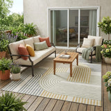 5' X 8' Ivory And Wheat Geometric Washable Indoor Outdoor Area Rug
