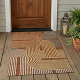 3' X 5' Orange And Copper Geometric Washable Indoor Outdoor Area Rug