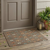 3' X 5' Brown And Copper Geometric Washable Indoor Outdoor Area Rug