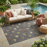 5' X 8' Charcoal And Orange Geometric Washable Indoor Outdoor Area Rug