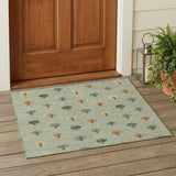 3' X 5' Green And Wheat Geometric Washable Indoor Outdoor Area Rug