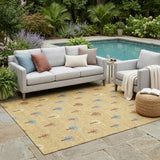 5' X 8' Gold And Orange Geometric Washable Indoor Outdoor Area Rug