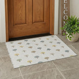 3' X 5' Ivory And Brown Geometric Washable Indoor Outdoor Area Rug