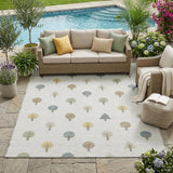 5' X 8' Ivory And Brown Geometric Washable Indoor Outdoor Area Rug