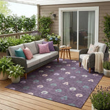 5' X 8' Plum And Purple Geometric Washable Indoor Outdoor Area Rug