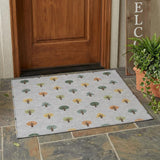3' X 5' Silver And Green Geometric Washable Indoor Outdoor Area Rug