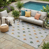 5' X 8' Silver And Green Geometric Washable Indoor Outdoor Area Rug