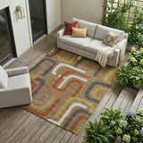 8' X 10' Coffee And Chocolate Geometric Washable Indoor Outdoor Area Rug