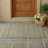 3' X 5' Green And Copper Geometric Washable Indoor Outdoor Area Rug