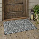 3' X 5' Charcoal And Silver Geometric Washable Indoor Outdoor Area Rug