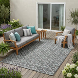 5' X 8' Charcoal And Silver Geometric Washable Indoor Outdoor Area Rug