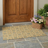 3' X 5' Gold And Copper Geometric Washable Indoor Outdoor Area Rug