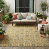 5' X 8' Gold And Copper Geometric Washable Indoor Outdoor Area Rug