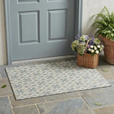 3' X 5' Ivory And Beige Geometric Washable Indoor Outdoor Area Rug