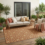 5' X 8' Orange And Copper Geometric Washable Indoor Outdoor Area Rug