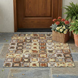 3' X 5' Brown And Wheat Patchwork Washable Indoor Outdoor Area Rug