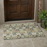 3' X 5' Green And Copper Patchwork Washable Indoor Outdoor Area Rug