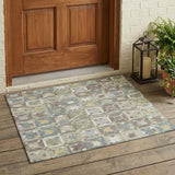 3' X 5' Green And Brown Patchwork Washable Indoor Outdoor Area Rug