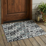 3' X 5' Gray And Black Patchwork Washable Indoor Outdoor Area Rug