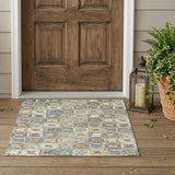 3' X 5' Ivory And Brown Patchwork Washable Indoor Outdoor Area Rug
